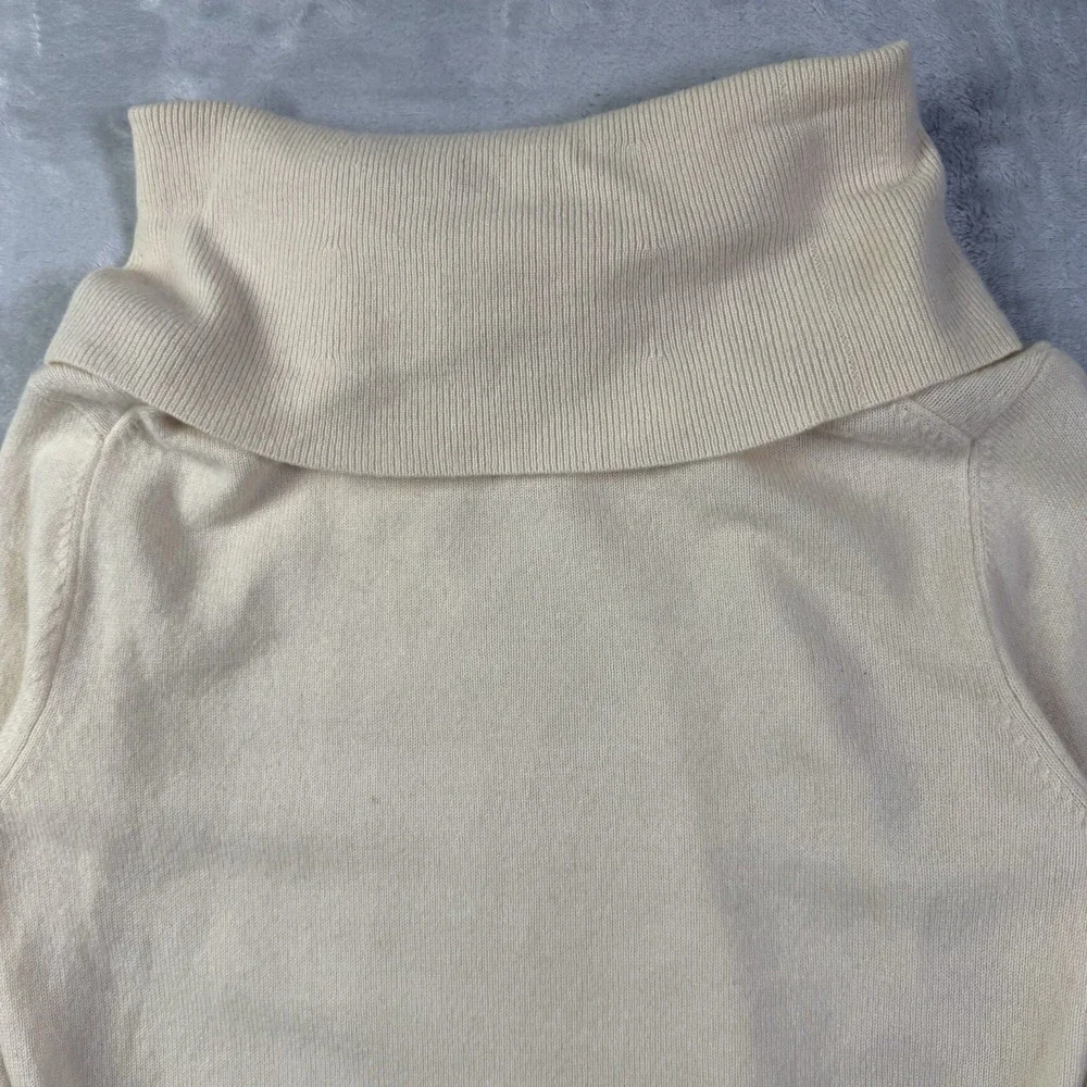 Charter‎ Club 100% Two Ply Cashmere Sweater Women's Small Ivory Beige Turtleneck